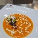 -Crema di zucca servita con porro piastrato, fonduta al pecorino sardo e terra di cipolla - -