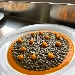 -Fregola al nero di seppia con sferificazione di zucca al lime - -