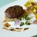 Hamburger insolito (Hamburger di agnello, laccato al miele, quinoa aromatica, tortelli alla curcuma e patate di Rotzo, schiuma al vino rosso)
 - -