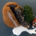 Arancino al nero di seppia su vellutata di mozzarella di bufala - -