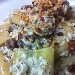 -paccheri taleggio tartufo guanciale croccante e granella di nocciole - -