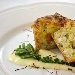 Tortino di baccal e patate foderato in pasta strudel con salsa mornay e aromi metiterranei - -